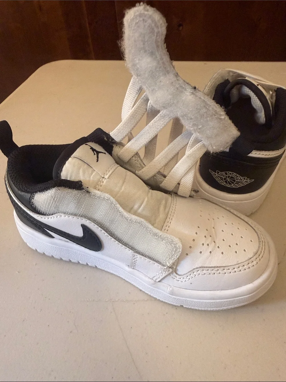 Jordan Kids White and Black Low-Top Sneakers